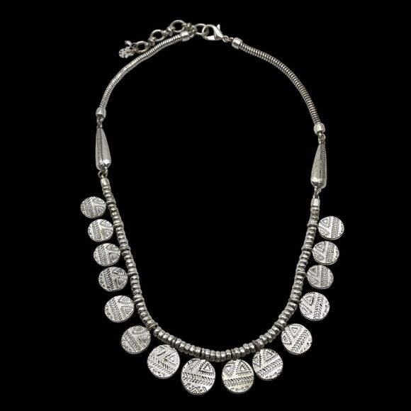 Lucky Brand Necklace Silver Tone Faux Pearl Cabochon Charms Dangle Reversible - Picture 2 of 11